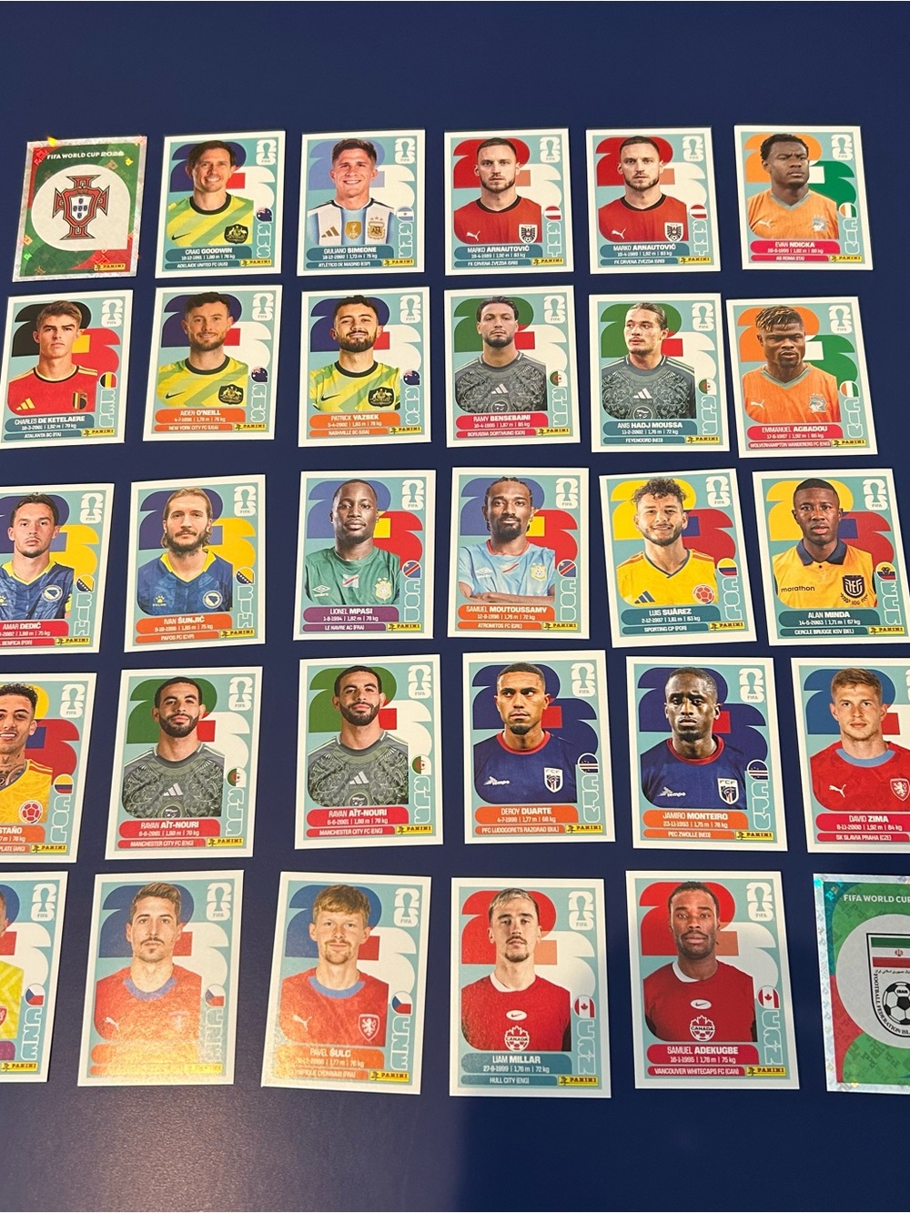 Panini World Cup Player Stickers - 30 item lot